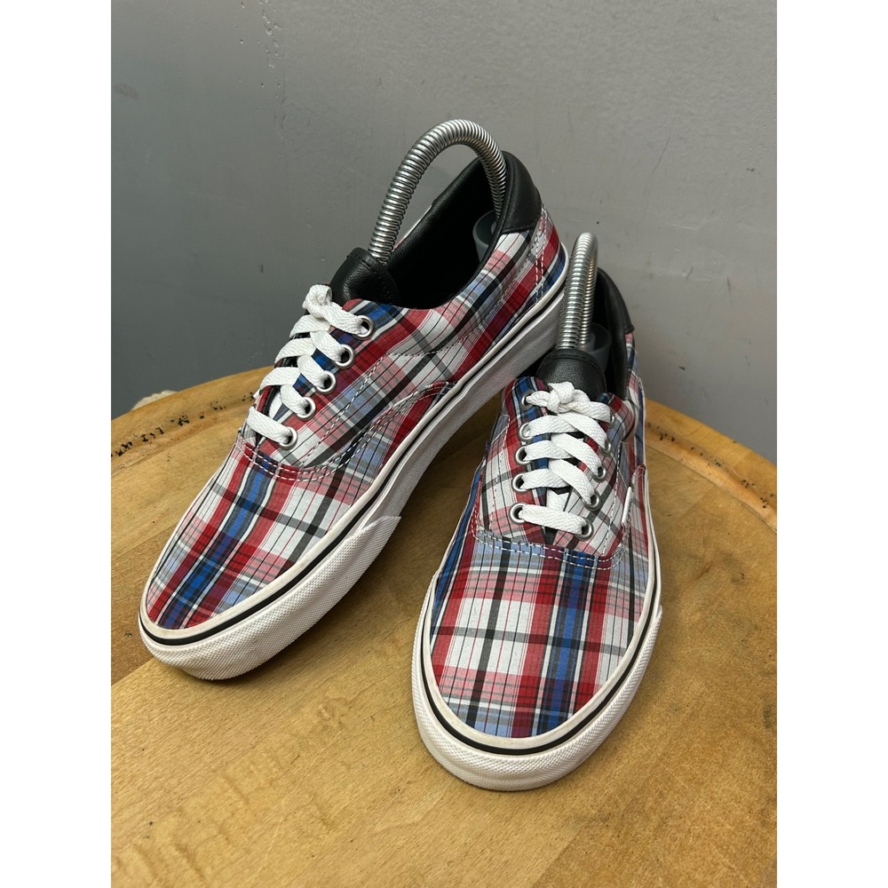 Vans Era 59 Unisex Men 7 Women 8.5 Red Plaid Skate Shoes Low Top Sneaker